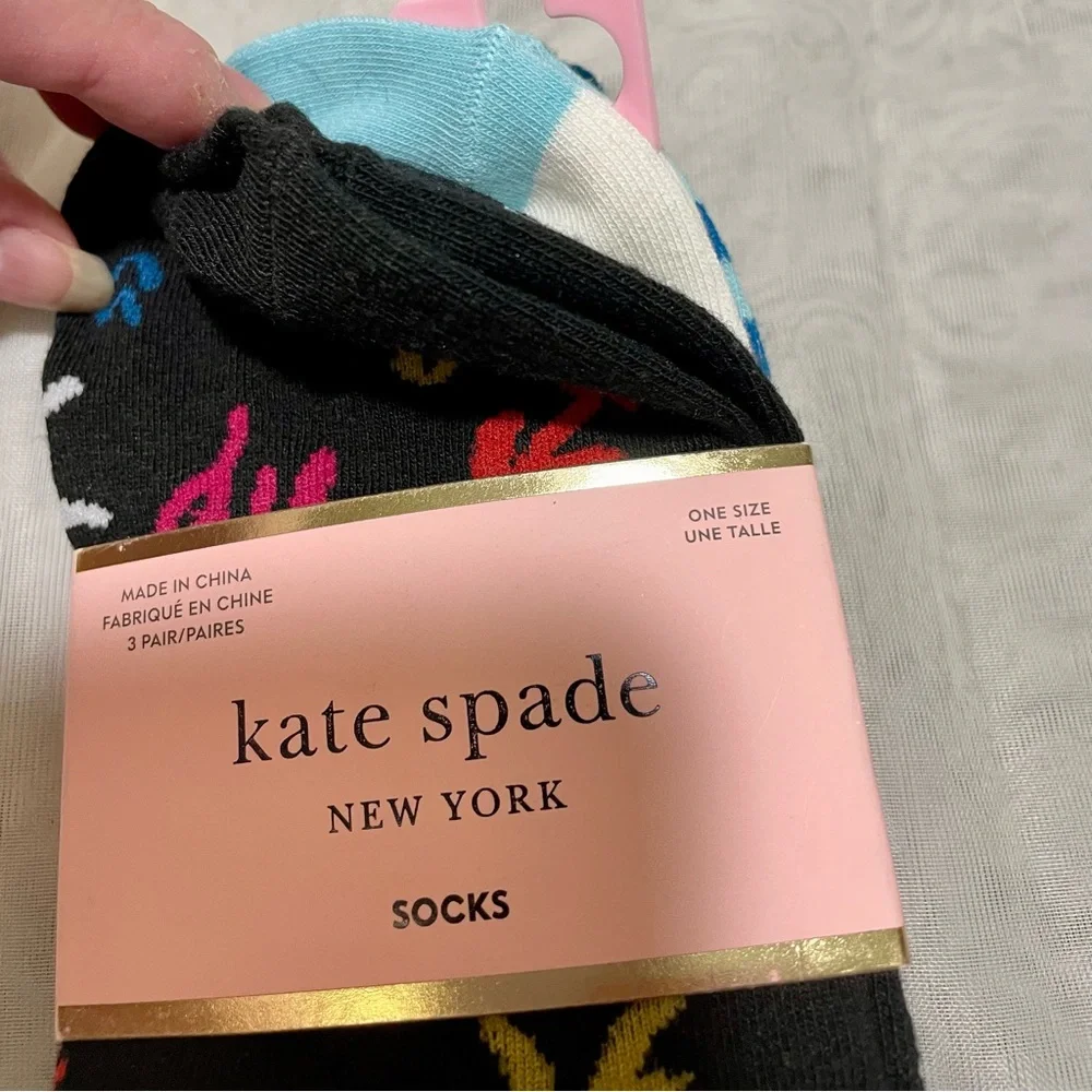 Kate Spade Multicolor Set of 3 Liner Socks, NWT